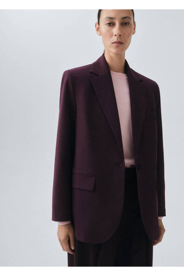 Wool Blend Fabric Blazer Jacket - 1
