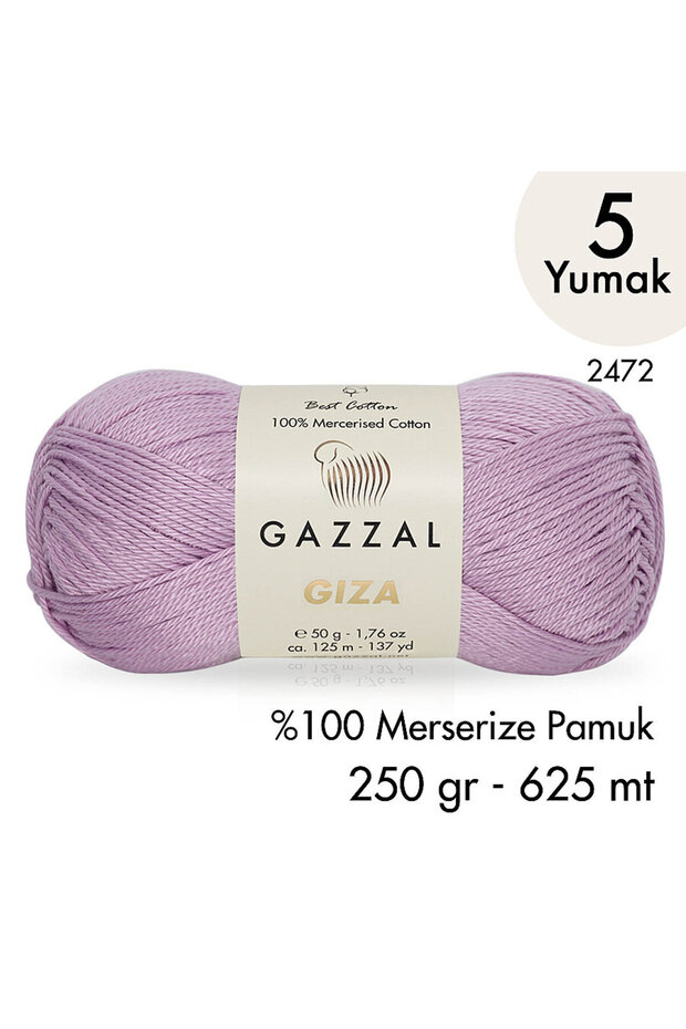 Gazzal Giza 2472-%100 Merserize Pamuk İplik Yazlık Örgü Amigurumi - 5 Yumak
