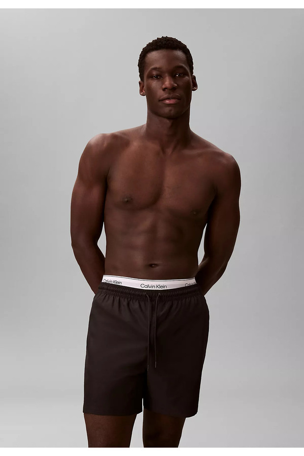 Men's Regular Cut Quick-Drying Fabric Black Swim Shorts