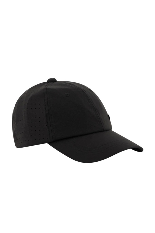 Unisex Black Sports Cap with Metallic Logo Detail and Breathable Fabric