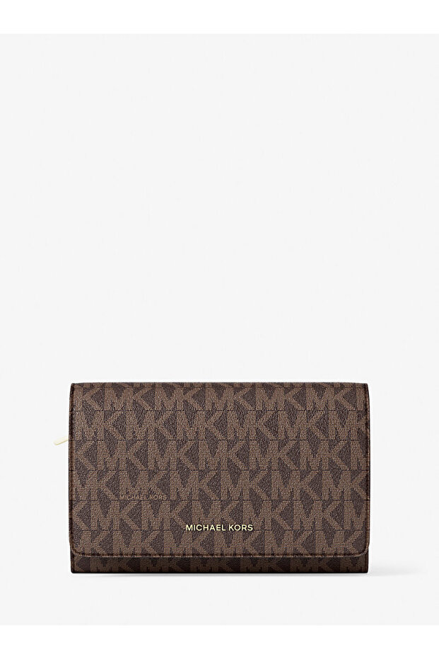 Women's Plain Leather Wallet with Foldable Card and Cash Compartments in Brown