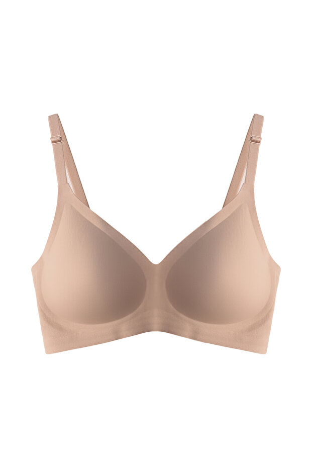 Cottonhill Seamless Bra - Pure | Kahverengi Lazer Kesim Dikişsiz Ayarlanabilir Askılı Balensiz Kadın Sütyen