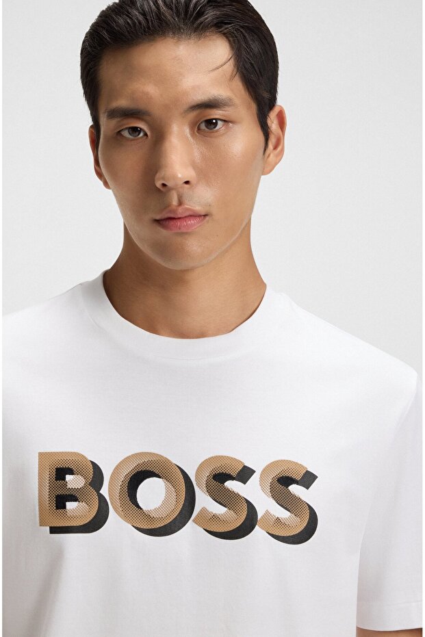 Erkek Bisiklet Yaka Kısa Kol Pamuklu Beyaz T-Shirt - 4