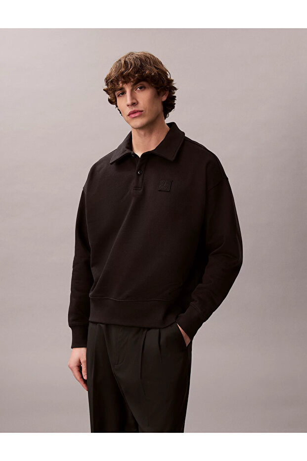 Men's Cotton Crew Neck Long Sleeve Black Sweatshirt