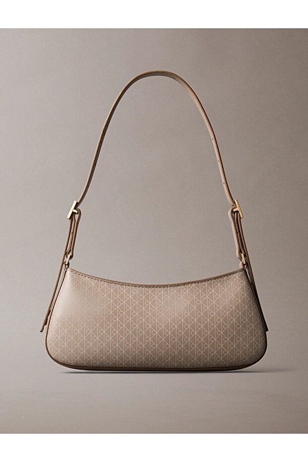Emblem Aop Women's Dark Beige Small Shoulder Bag