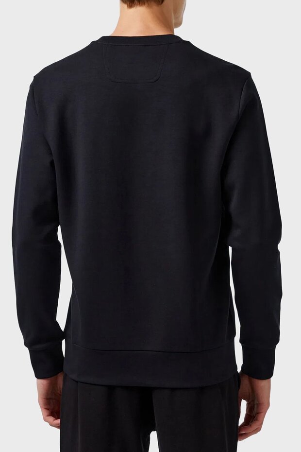 Erkek Regular Fit Ribanalı Yuvarlak Yakalı Esnek Pamuklu Logo Kabartmalı Siyah Sweatshirt - 3
