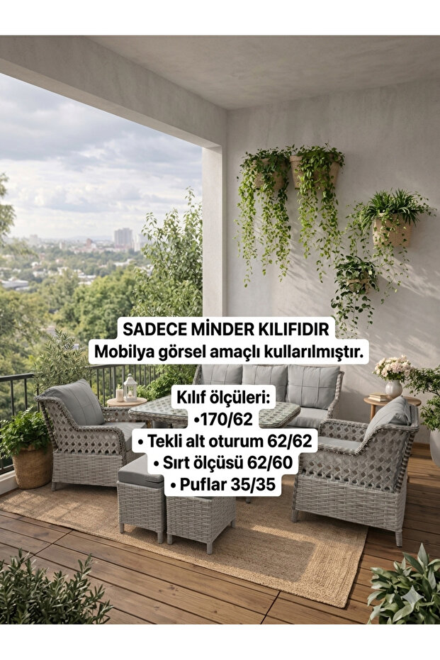 MADAMİNCİ Balkon & Bahçe Mobilyası Minder Kılıfı – Su İtici Kumaş (MOBİLYA GÖRSEL AMAÇLI KULLANILMIŞTIR