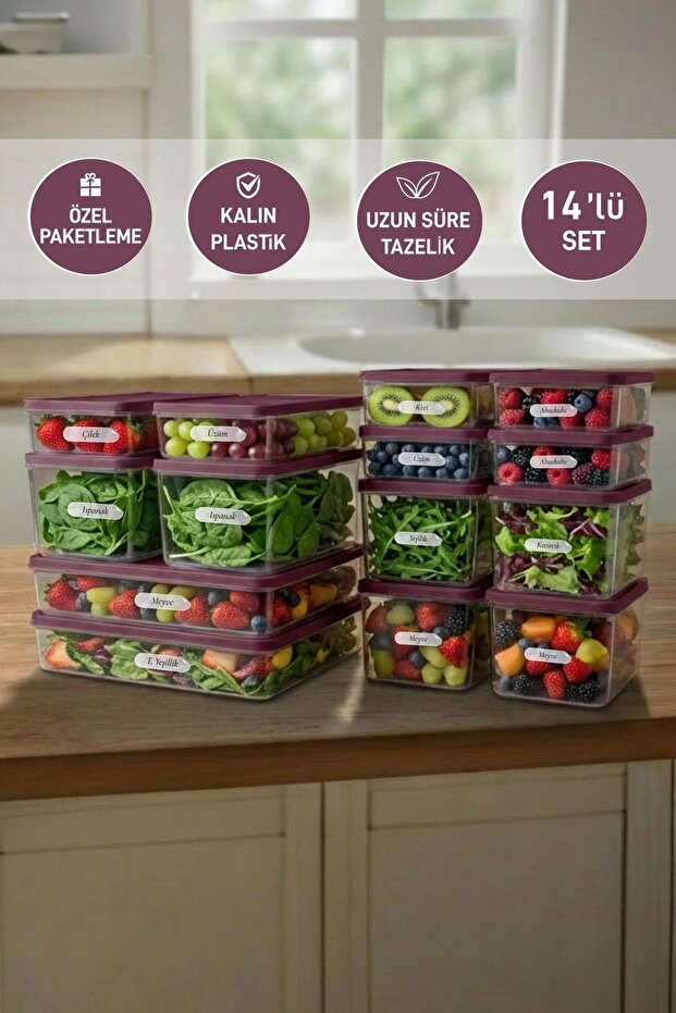 Set of 14 Nora Organizer Refrigerator Freezer Organizer Storage Containers