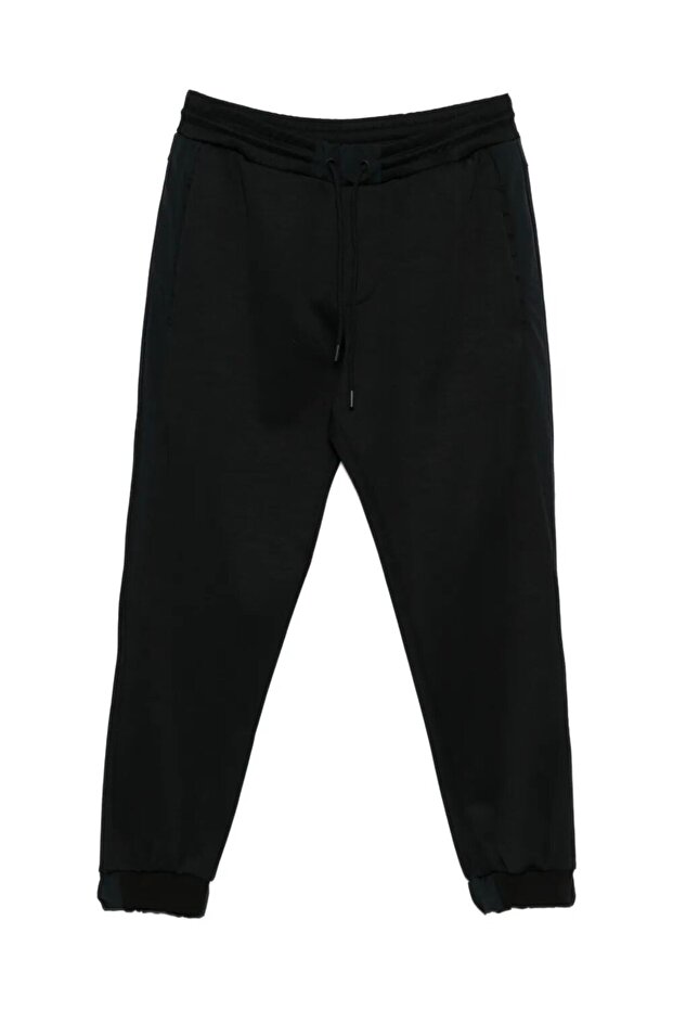 Men's Regular Fit Cotton Black Sweatpants with Elastic Waist and Cuffs