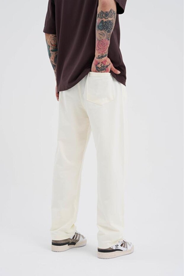 Relaxed Basic Baggy Sweatpants Ecru - 7