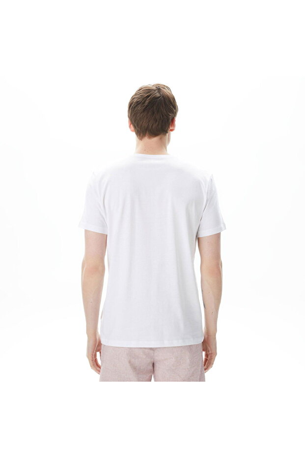 Erkek Regular Fit Yuvarlak Yakalı %100 Pamuklu Kısa Kollu Beyaz T-Shirt - 3