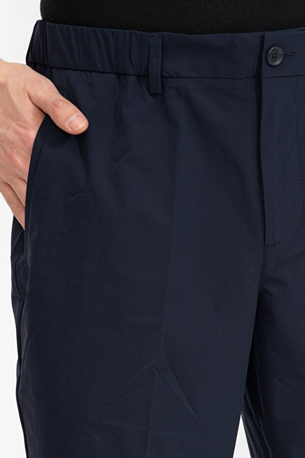 Erkek Slim Fit Düz Chino Bermuda Lacivert Şort - 5