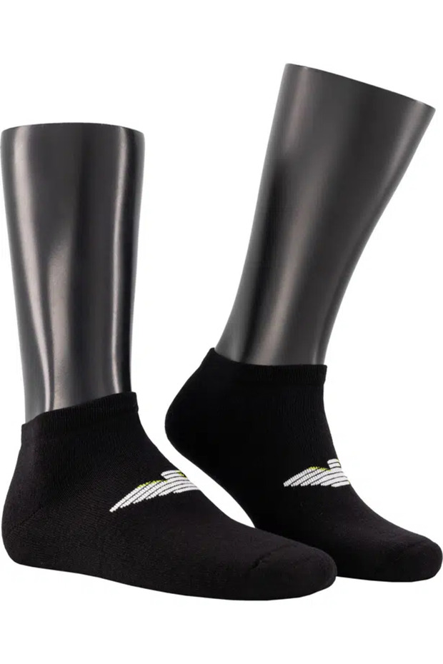 Men's Eagle Logo Towel Cotton 2-Piece Black Socks
