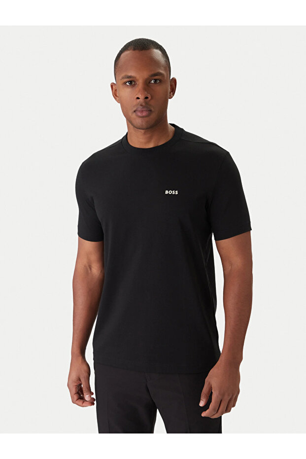 Erkek regular fit Kısa Kollu Düz Bisiklet Yaka Siyah4 T-Shirt - 1
