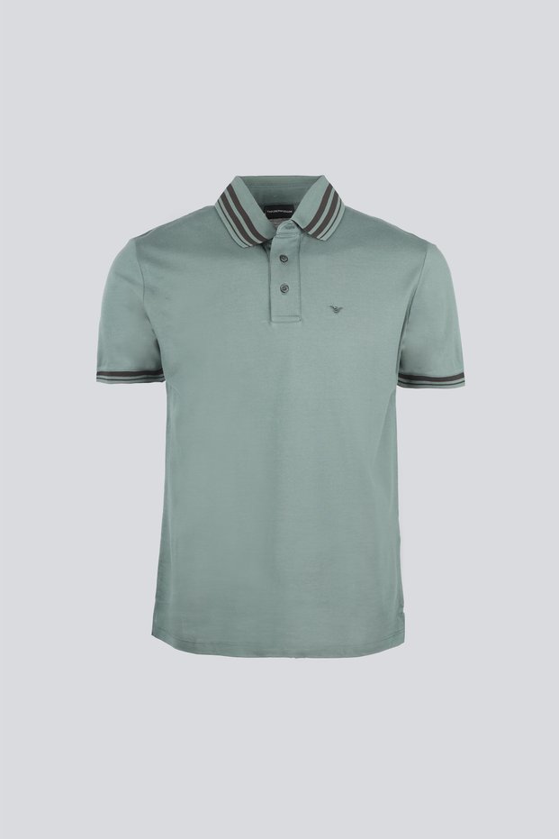 Men's Polo Collar Button Closure Short Sleeve Green Polo Collar T-Shirt