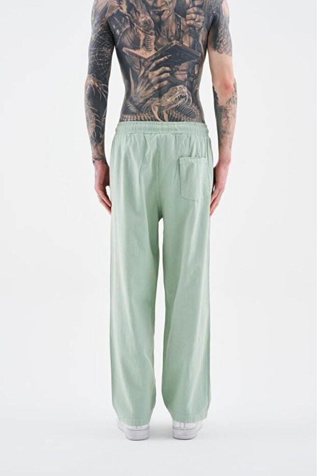 Men's Effected Washable Basic Sweatpants Lime - 4