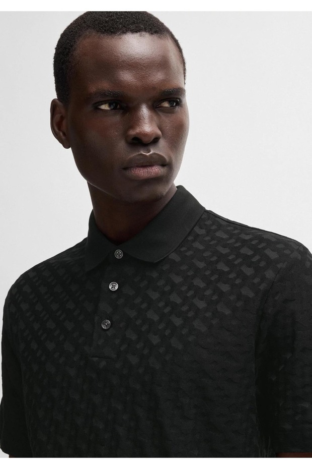 Erkek Polo Yaka Regular Fit Pamuklu Kısa Kollu Siyah Polo Yaka T-Shirt - 4