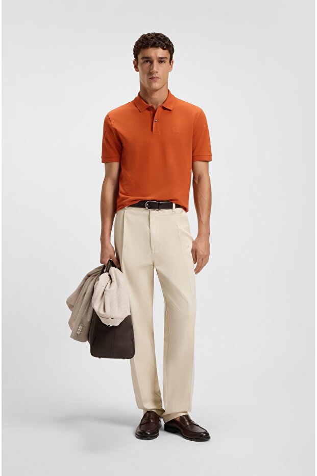 Erkek Polo Yaka Regular Fit Pamuklu Kısa Kollu Turuncu Polo Yaka T-Shirt - 2