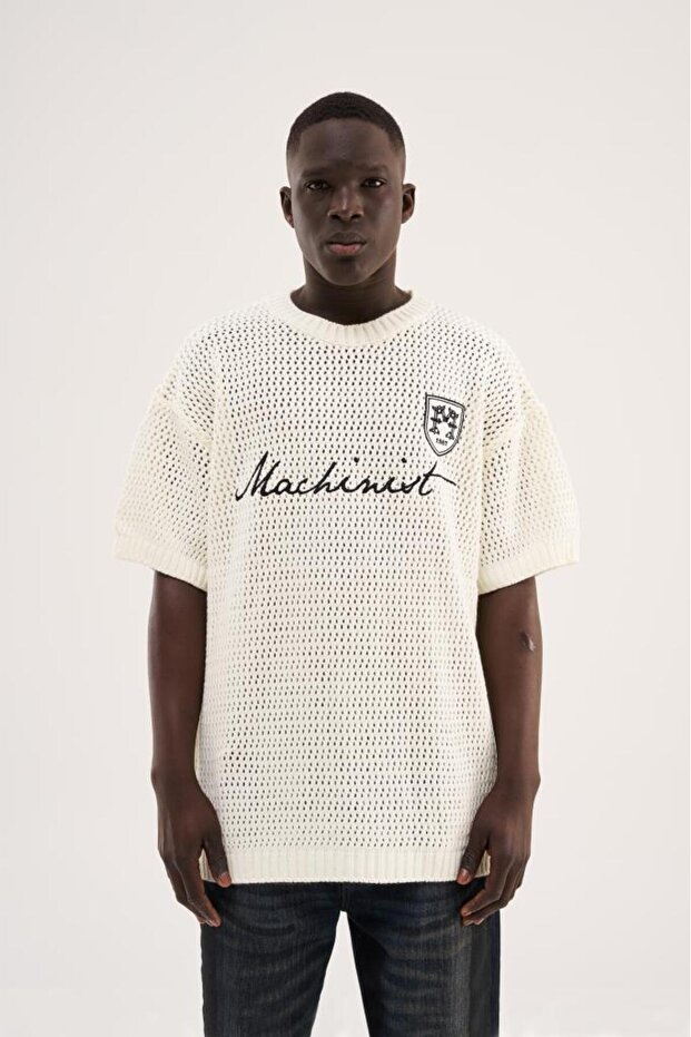 تي شيرت Mchnst Knit Badget مفصل إكرو