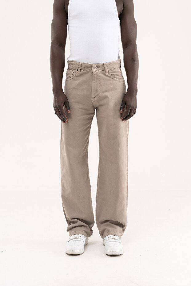 Men's Soft Surfaced Baggy Relaxed Jean Trousers Gray
