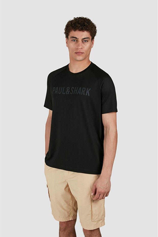 Men's Regular Fit Round Neck Short Sleeve Cotton Black T-Shirt