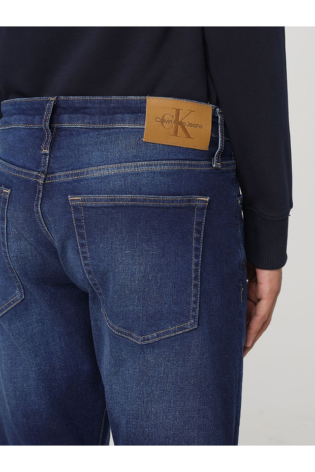 Erkek Slim Fit Taşlı Denim Normal Paça Lacivert Jeans - 3