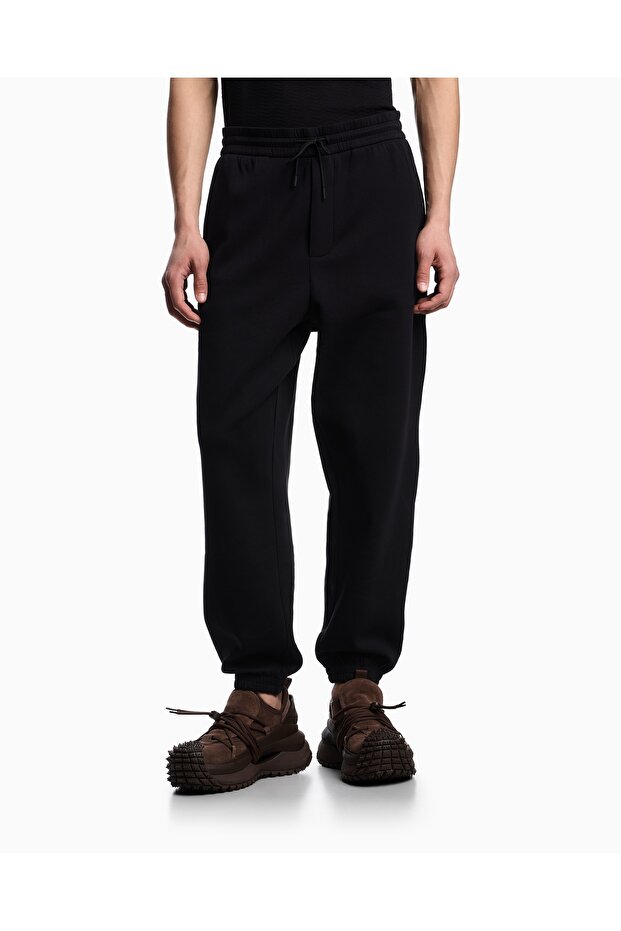 Men's Regular Cut Cotton Black Sweatpants with Elastic Waist and Cuffs