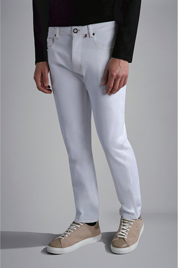 Men's Slim Fit Jean Cotton Blend 5-Pocket White Jeans