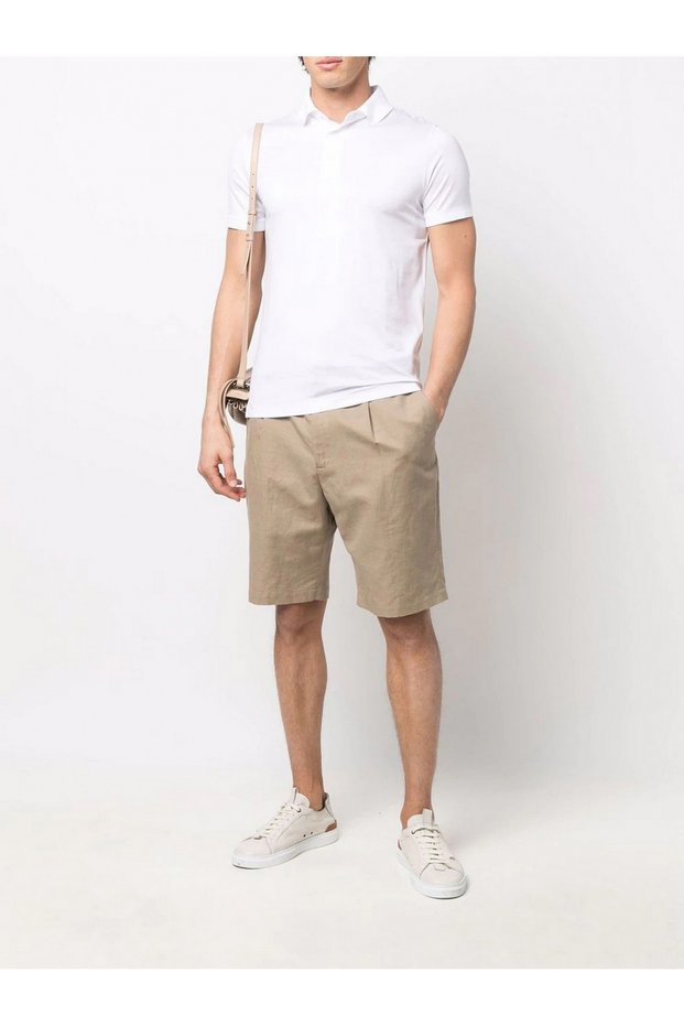 Men's Logo Short Sleeve Cotton White Polo Neck T-Shirt