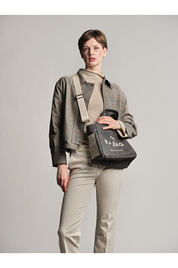 Canvas Ghost Gray Small Tote Bag - 7