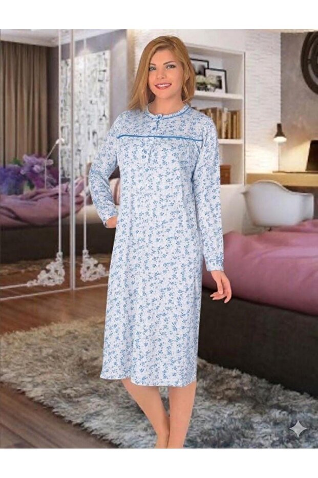 Plus Size Long Sleeve Nightgown 3002