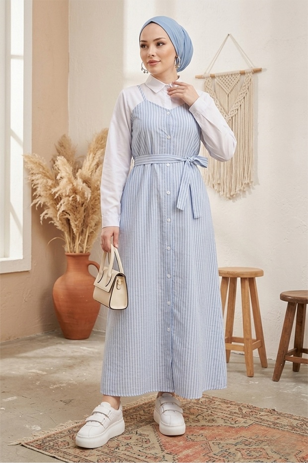Ayser Striped Dress 1190 - Baby Blue