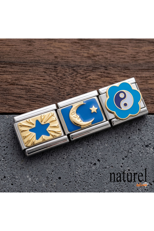 Italian Stainless Steel 9mm Moon Star - Star- Yin Yang Charm