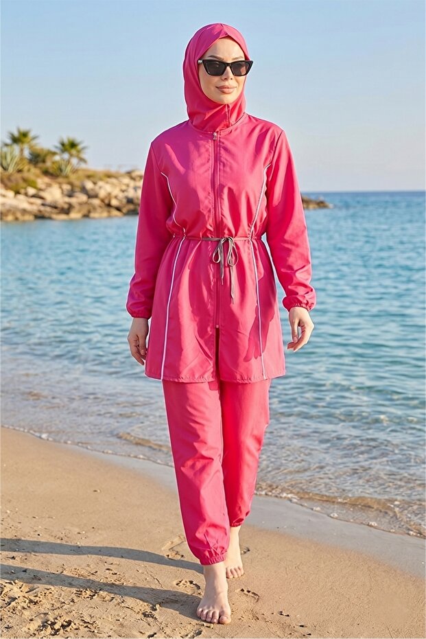 4-Piece Hijab Swimsuit Set 1453 - Fuchsia