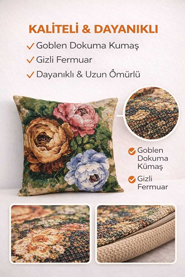 Tapestry Three Flower Pattern Throw Pillow Case - 2