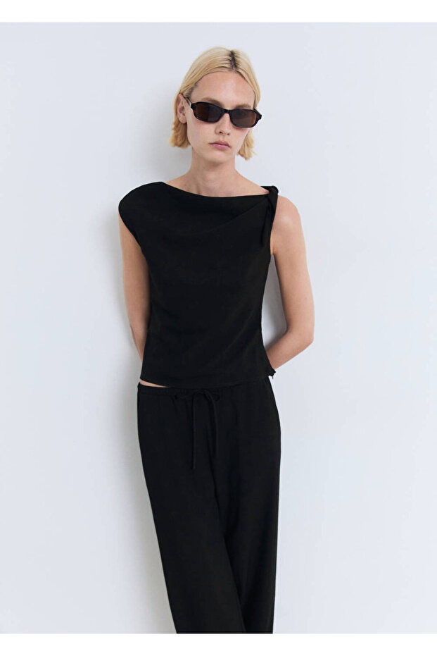 Straight Cut Trousers with Lace-Up