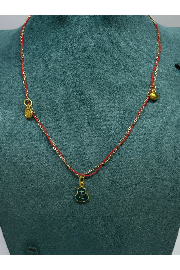 Gourd, money seal, gold treasure steel chain necklace