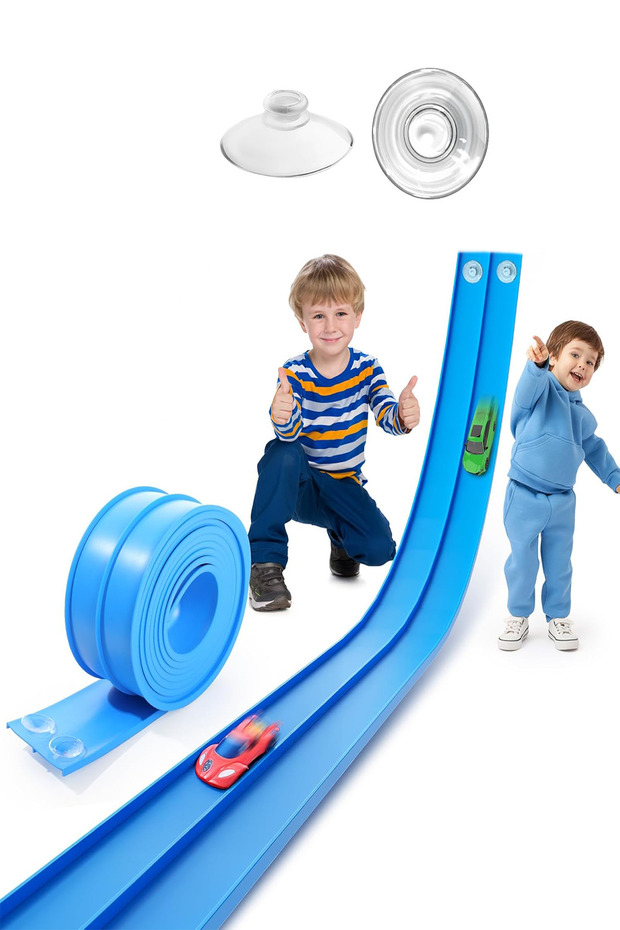 Blue Flex Track Ergonomic Race Track Car Route Children's Game Functional Design Safe Use