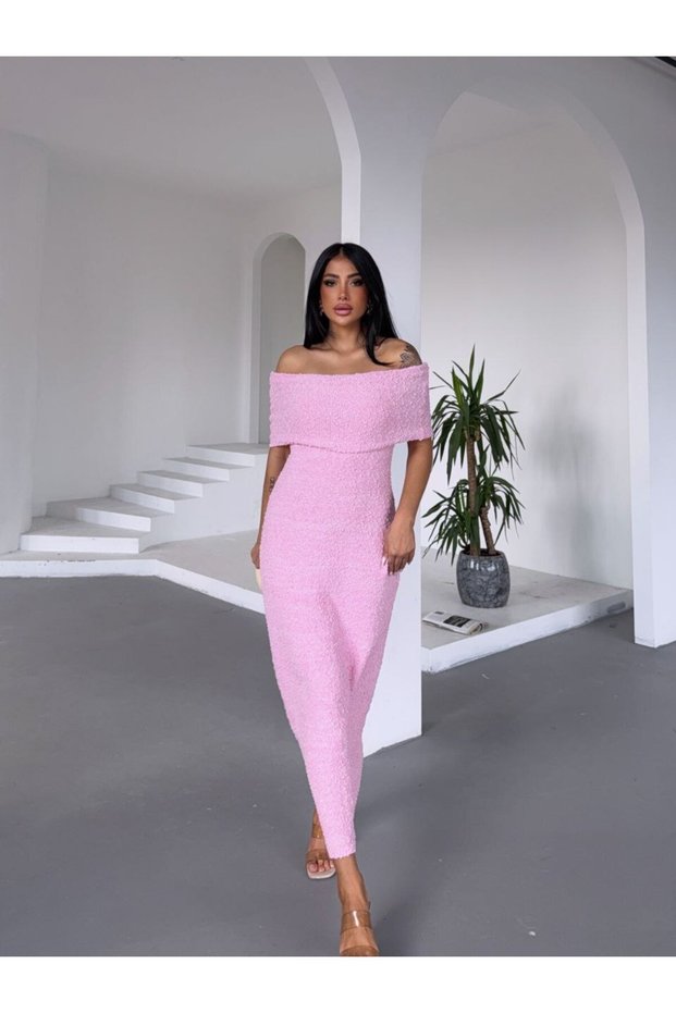 Women's Madonna Collar Patterned Knitwear Dress