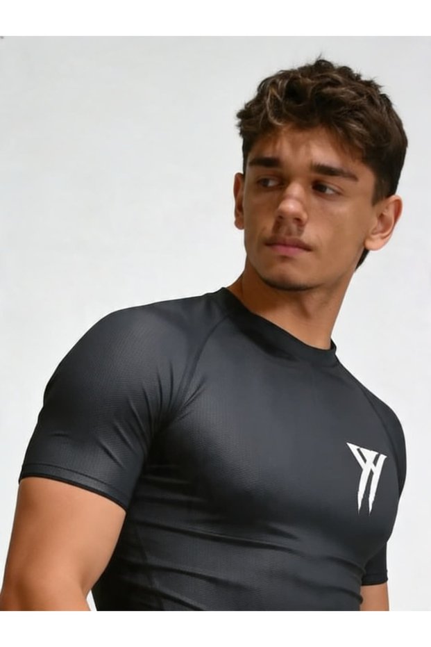 Comporession Dar / Slim Crew Neck T-Shirt Gray Unisex Youth