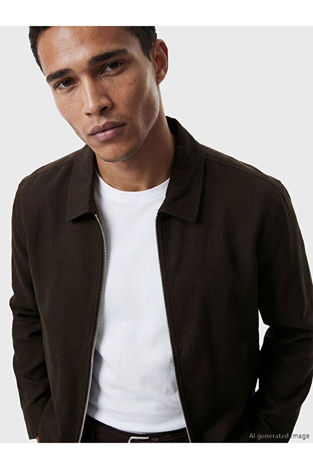 Lcw Vision Brown Shirt Collar Men's Jacket