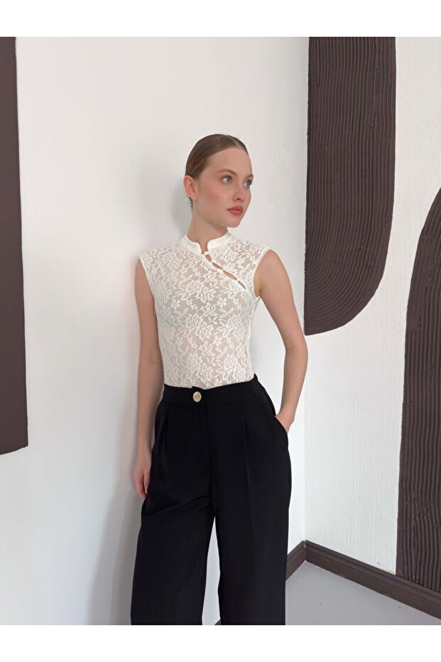 Sleeveless Lace Bluz - 3