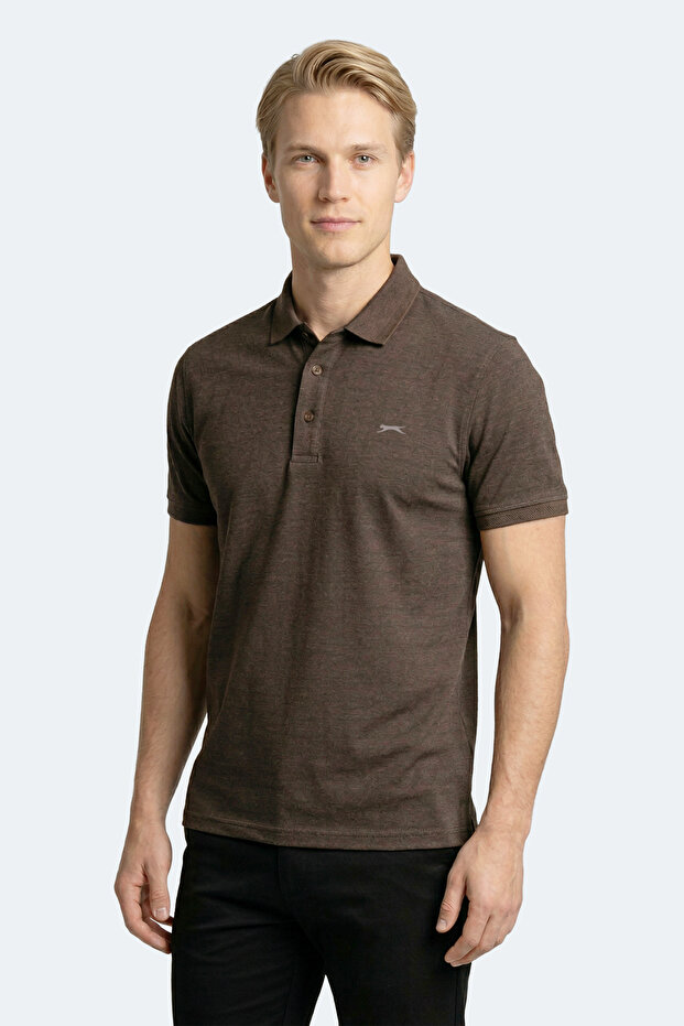 Zany Men's Polo Collar Brown T-Shirt