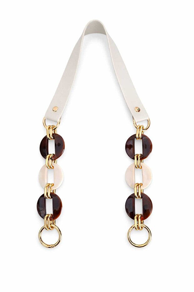 Artificial Leather Acrylic Oval Model Knitted Bag and Leather Bag Handles - 70 cm (Gold Color Accessory)