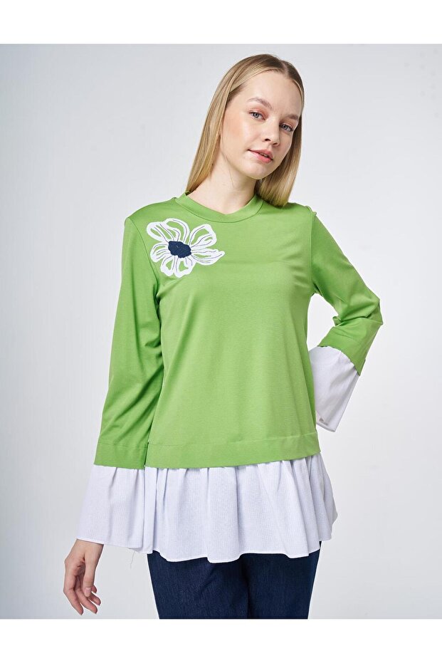Shirt Detailed Rayon Tunic Pistachio Green
