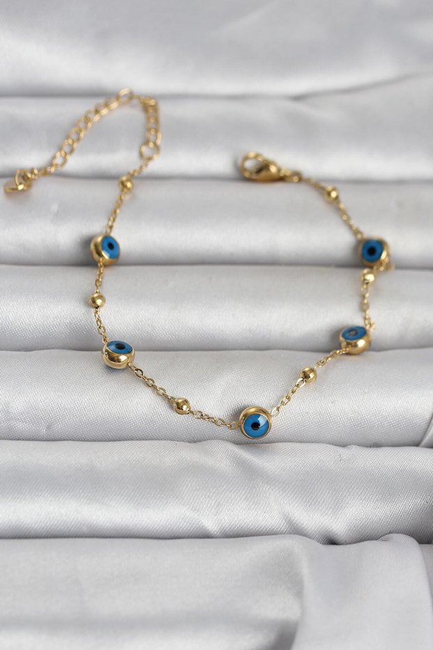 Gold Color Ball Chain Evil Eye Women's Bracelet - Ebj260418W41864