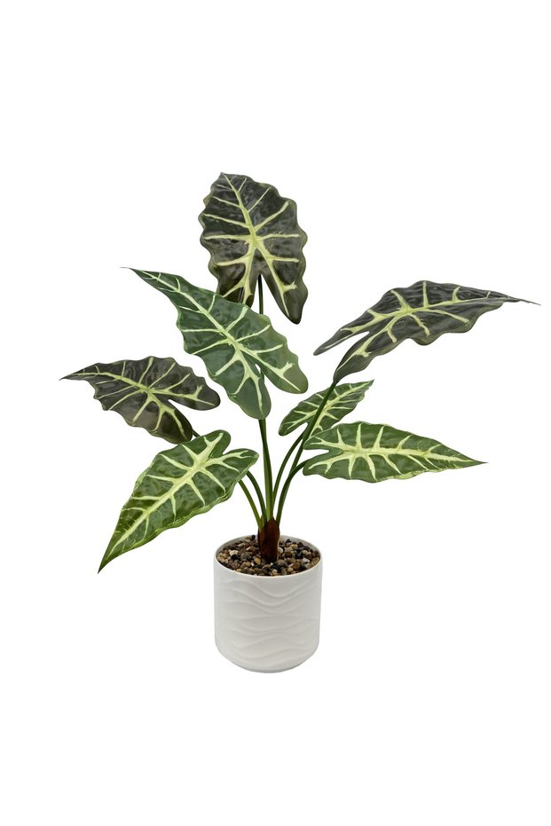 55cm Artificial Alocasia Tree Faux Plant with White Pot for Indoor Office Garden patio Home Decor