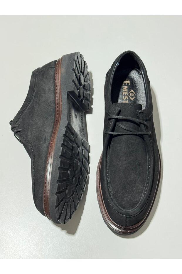 Black Nubuck Leather Men's Classic Shoes