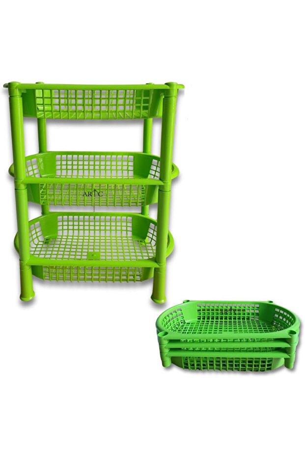 Vegetable Storage Rack (Green, 3-Tier)