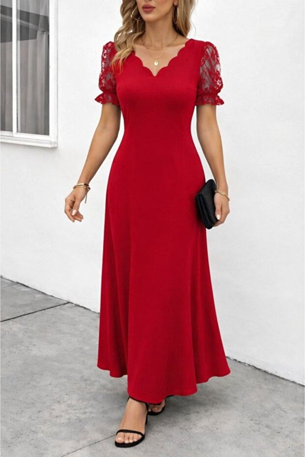 Women's Short Sleeve V-Neck Long Janjan Dress
